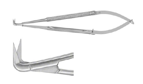 Мікро ножиці делікатні, вигнуті на 90°, 165мм